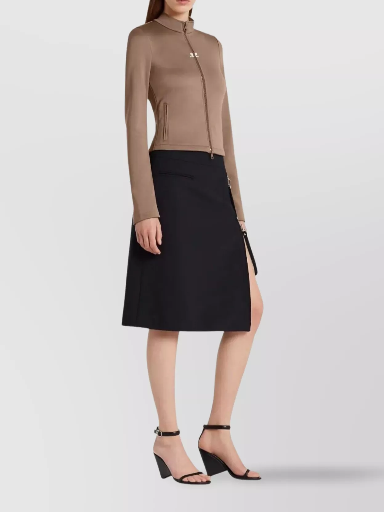 Courrèges Zippered "Heritage" Crepe Skirt