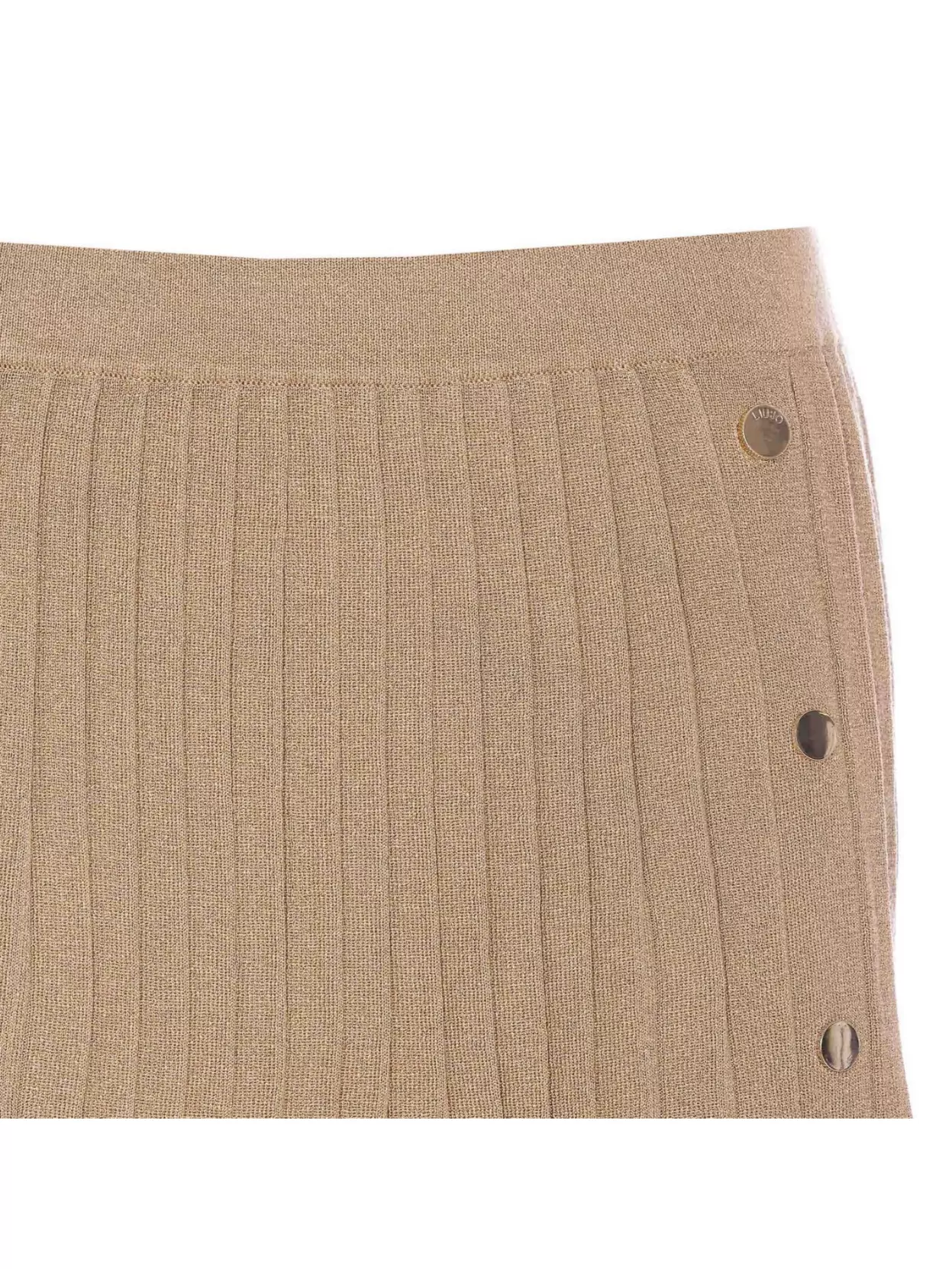 Liu •jo Gold Pleated Mini Skirt With Button Detailing