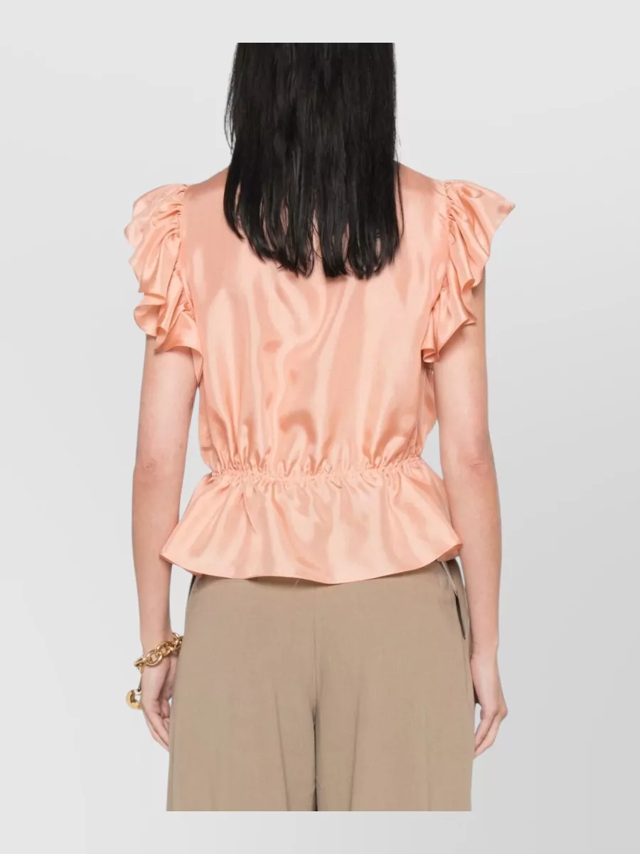 Chloé Silk Ruffled Sleeveless Peplum Blouse