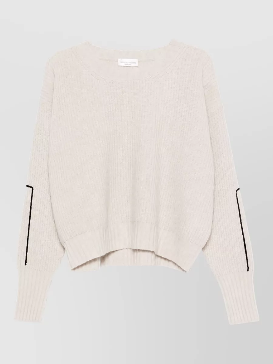 Roberto Collina ribbed merino wool embroidered long-sleeve crewneck sweater