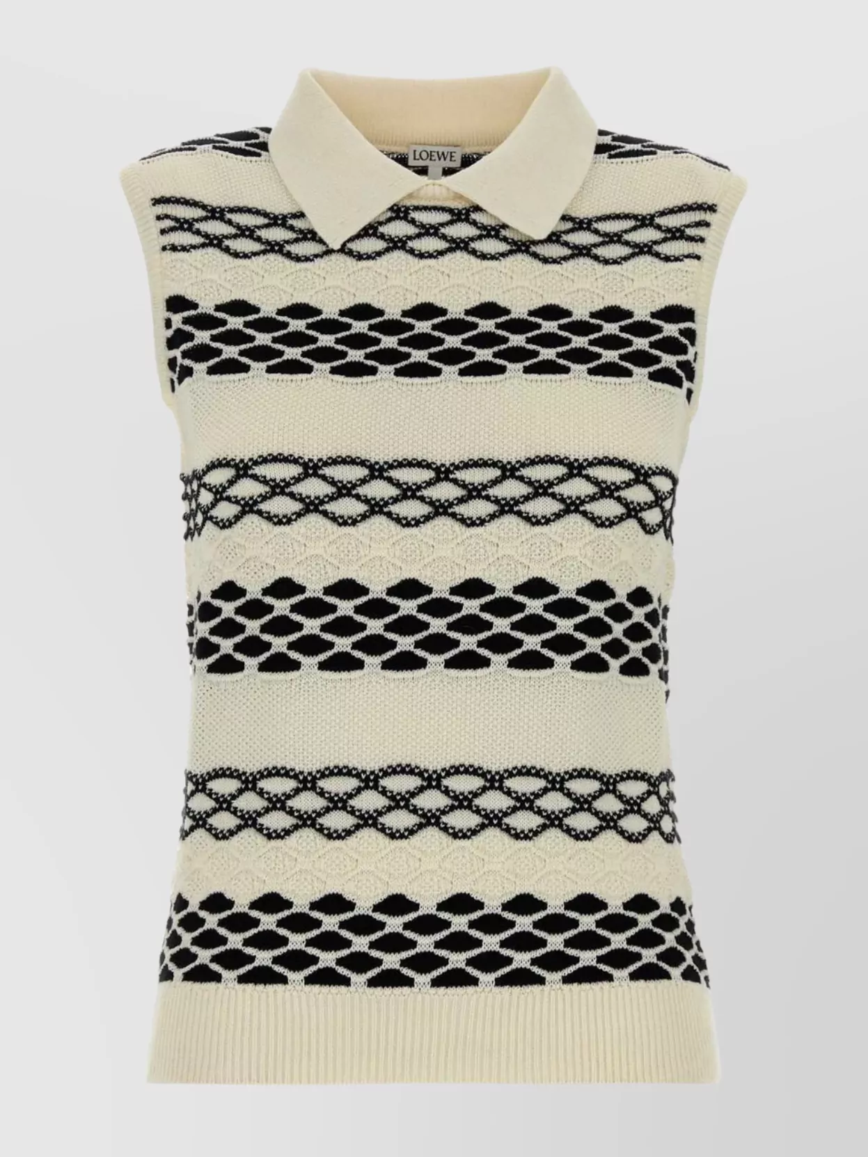 Loewe Cotton Vest With Collar And Ribbed Hem In White