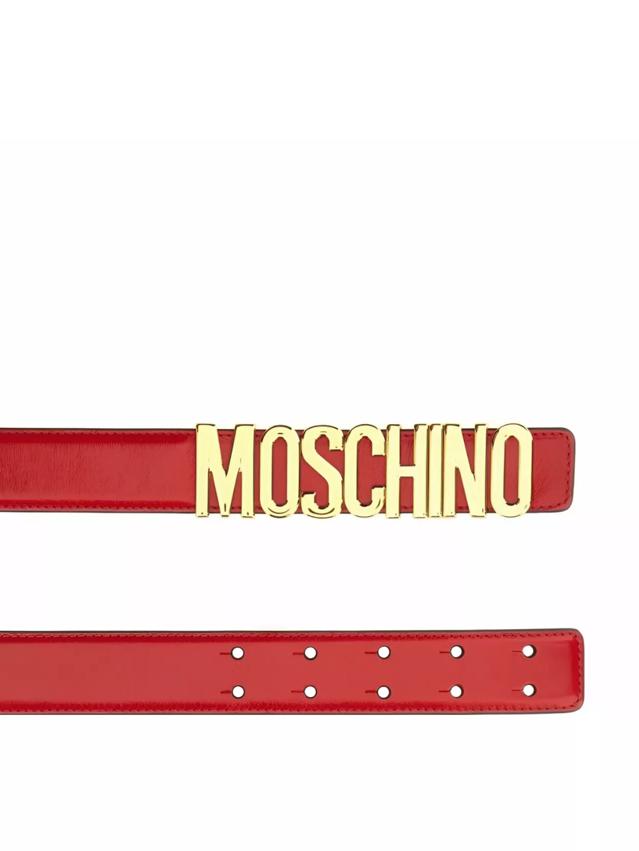 Moschino Adjustable Logo Embossed Leather Belt