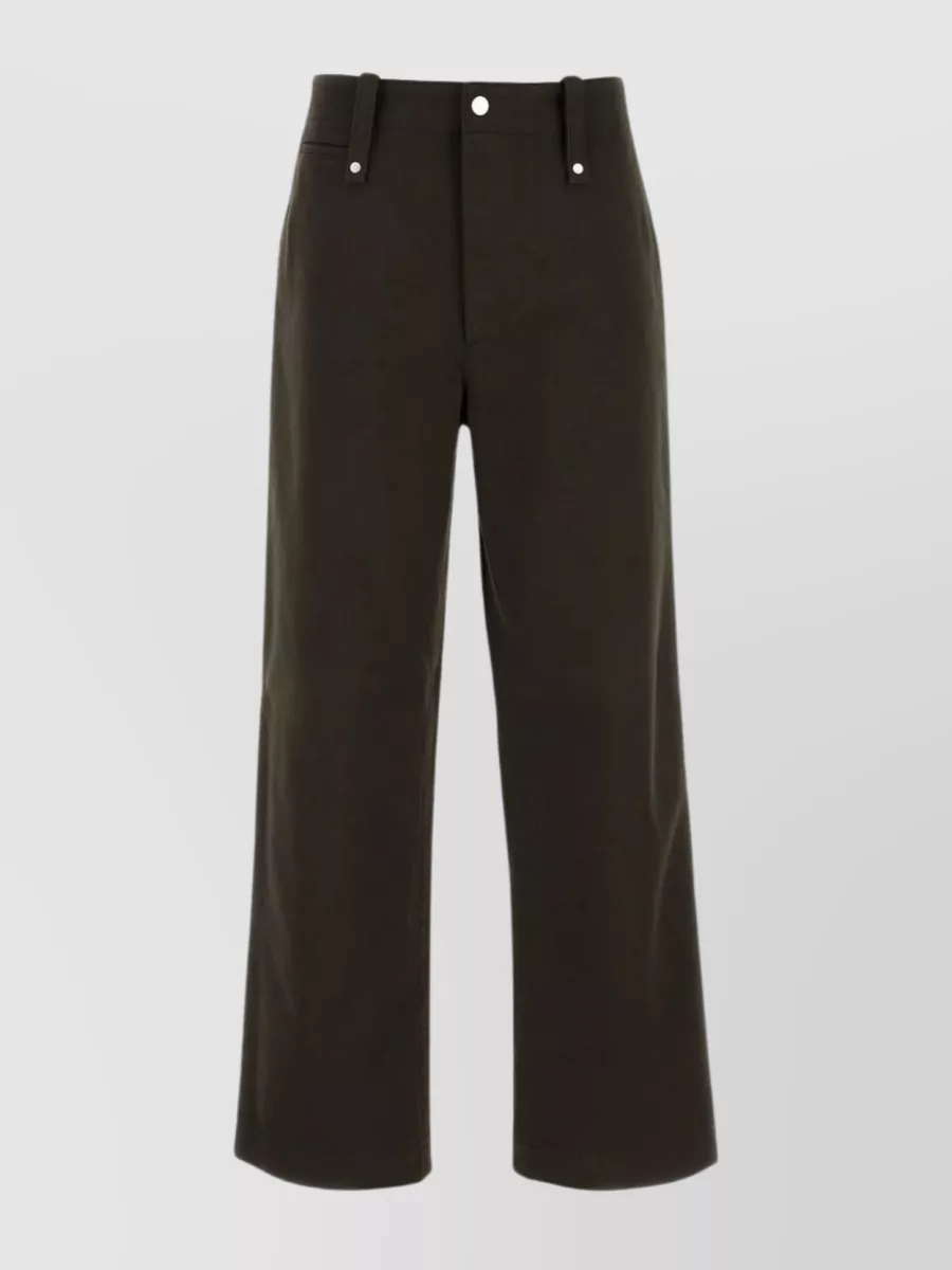 Shop Burberry Wide-leg Cotton Pant With Adjustable Waist Straps In Brown