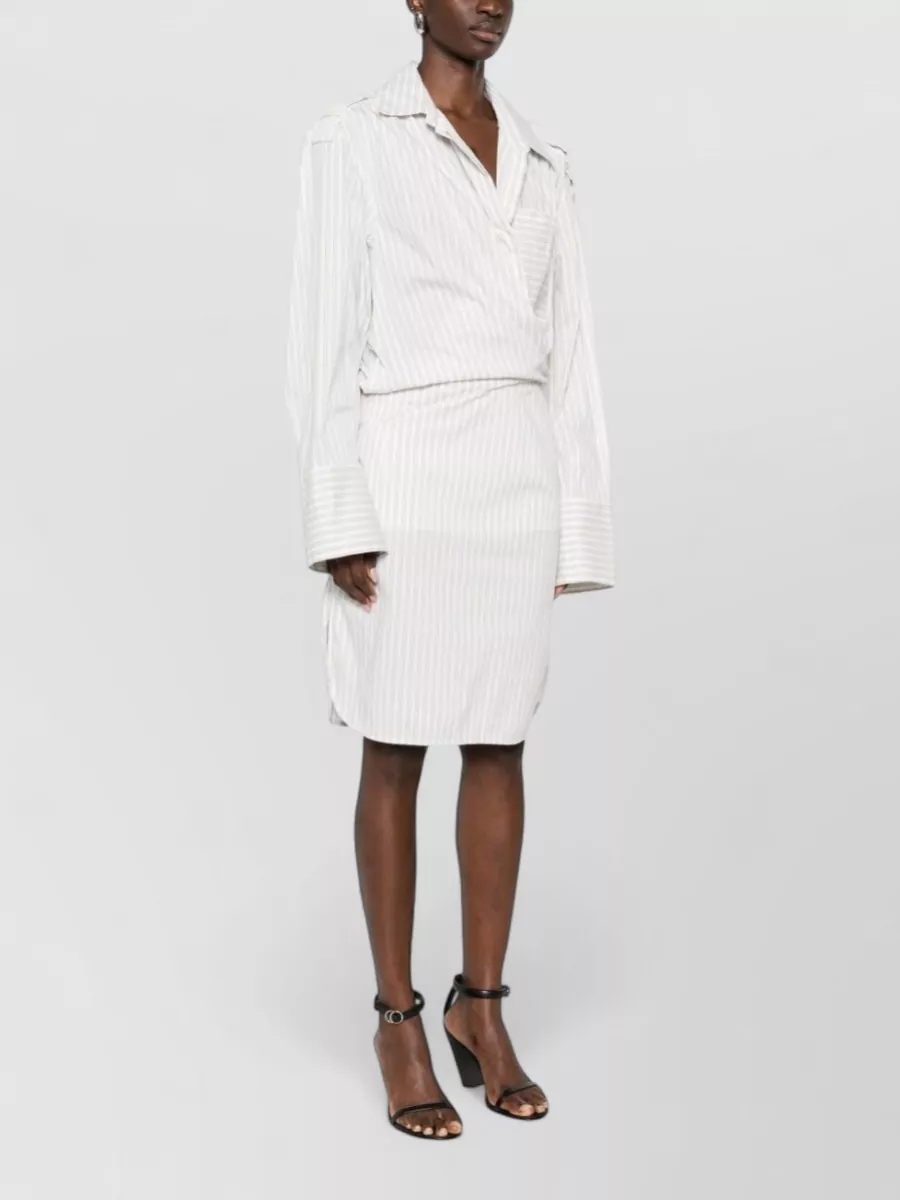 Iro Lazul Cotton Dress Wrap Front Stripe