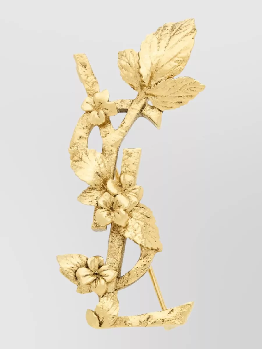 Saint Laurent Metal Floral Brooch