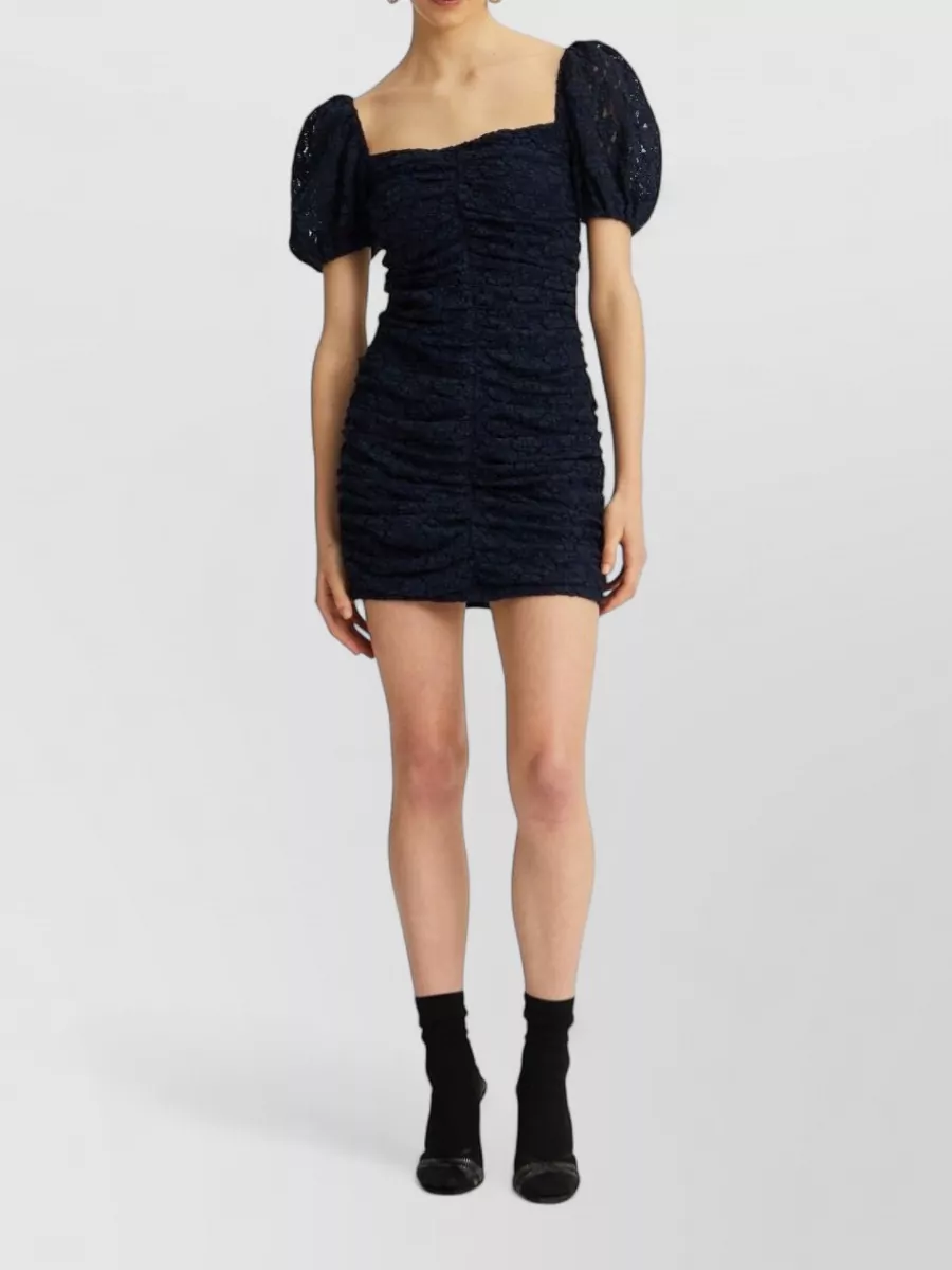 Rotate Lace Square Neck Puff Sleeve Mini Dress