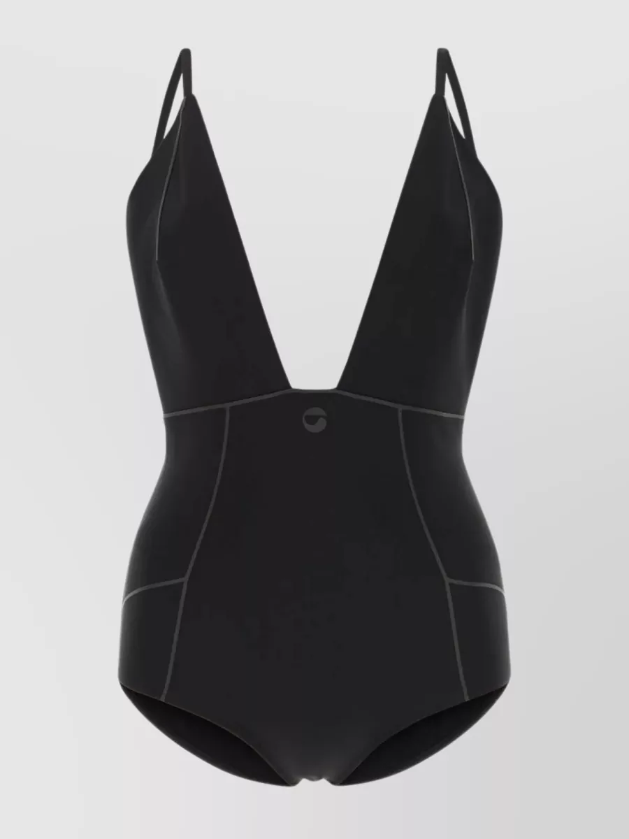 Shop Coperni Adjustable V-neck Nylon Bodysuit In Black