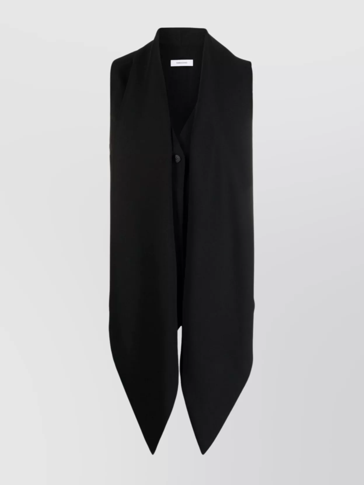 Shop Ferragamo Asymmetric Hem Sleeveless Jacket With V-neck And Pleated Design In Black