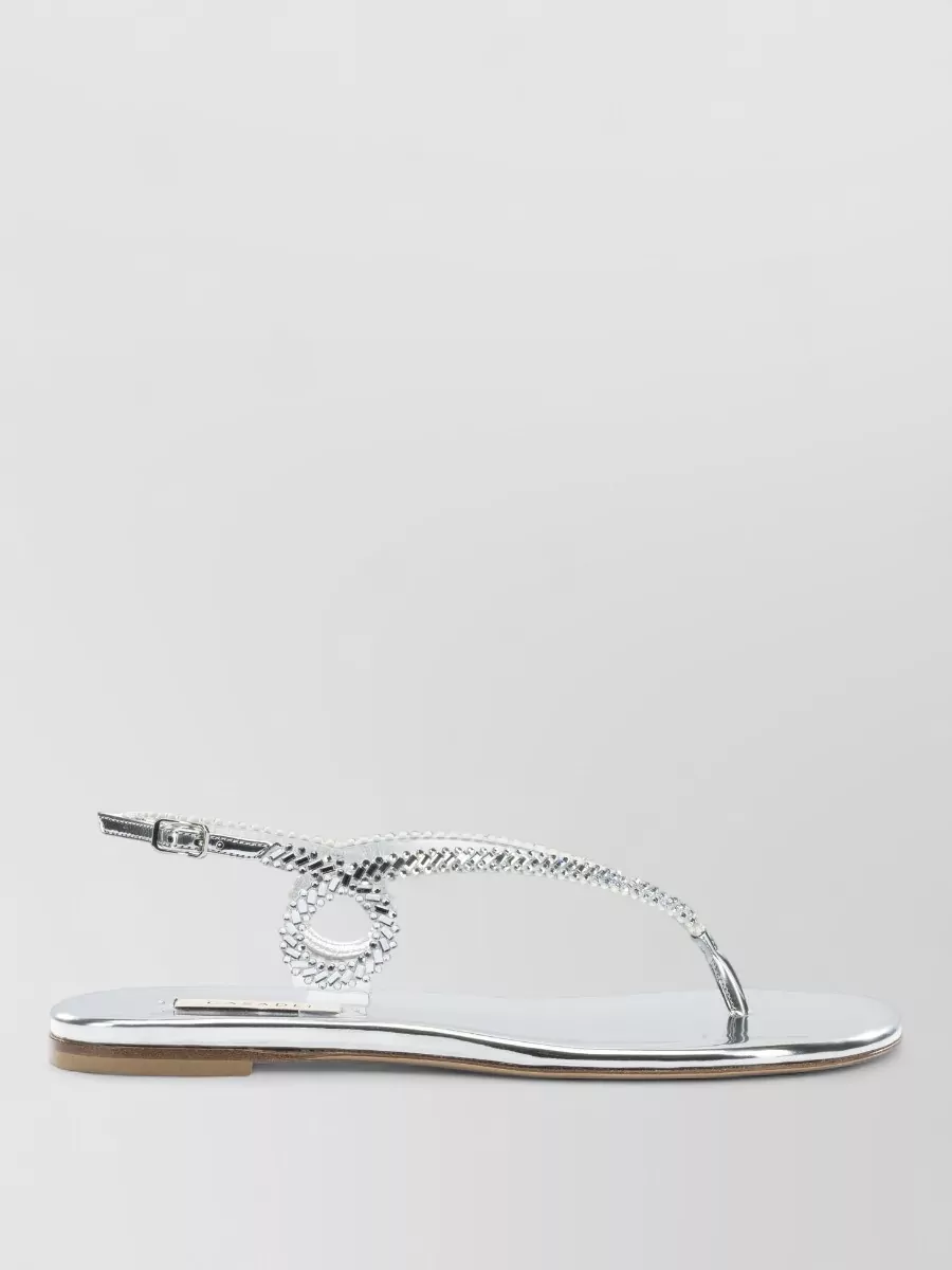 Casadei Open Toe Flat Sole Sandals Metallic