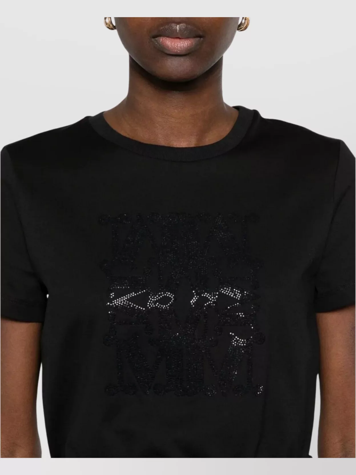 Max Mara Crystal Crew Neck Embellished Short Sleeve Top