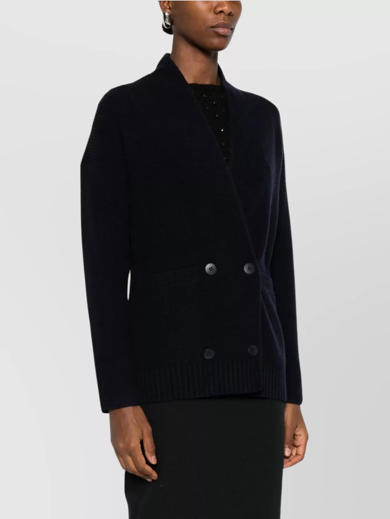 S Max Mara Double-Breasted Wool Cashmere Cardigan