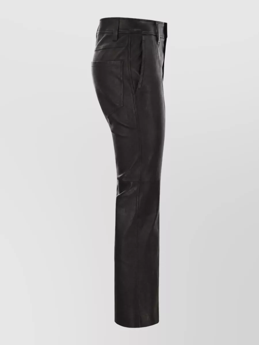 Brunello Cucinelli Leather Straight-Leg Trousers