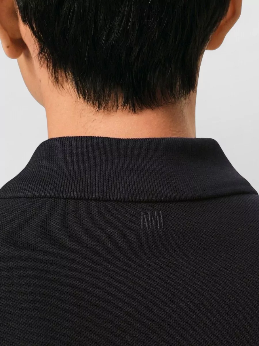 Ami Paris Cotton Piqué Logo-Embroidered Short-Sleeve Polo Shirt