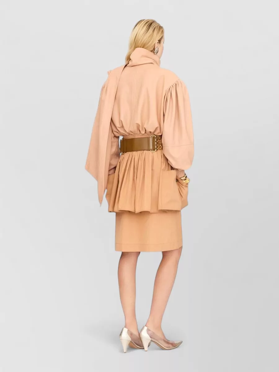 Chloé Lamb Leather Cropped Single-Breasted Jacket