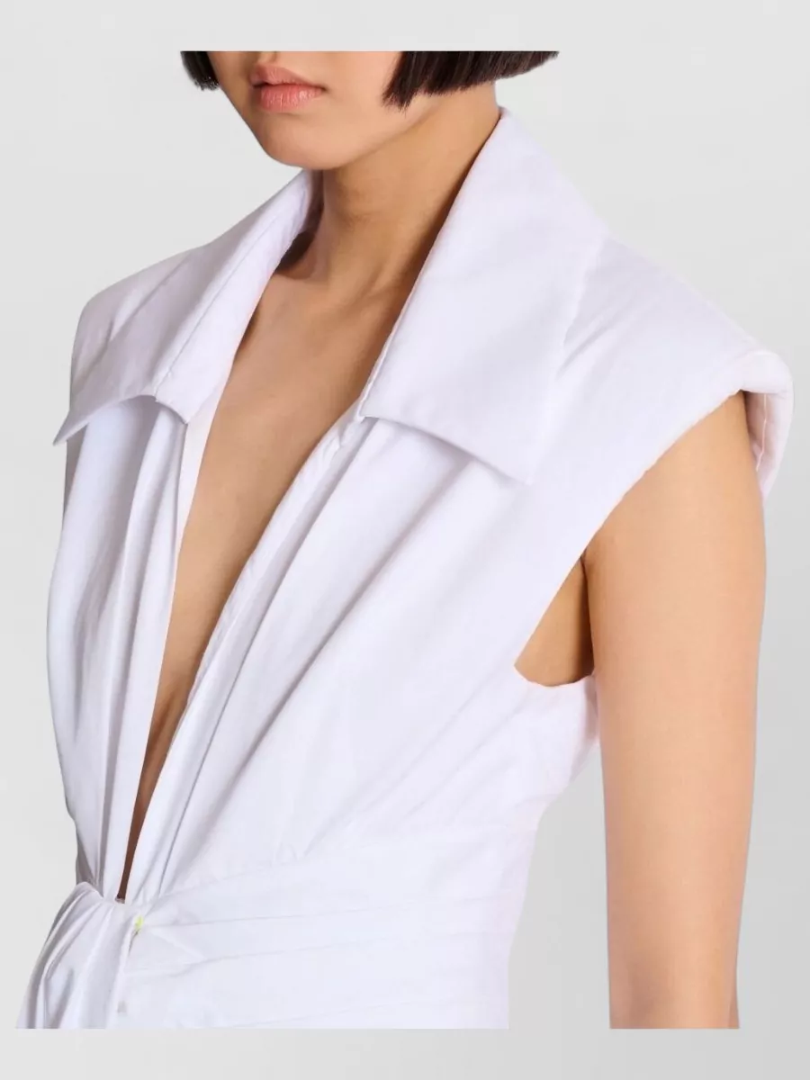 Balmain Sleeveless Tie-Front A-Line Mini Dress