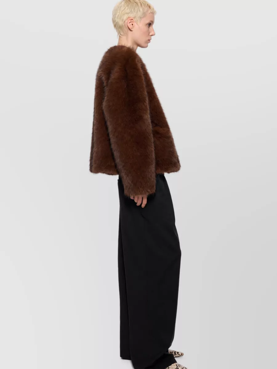 Stand Studio Faux Fur Crewneck Coat