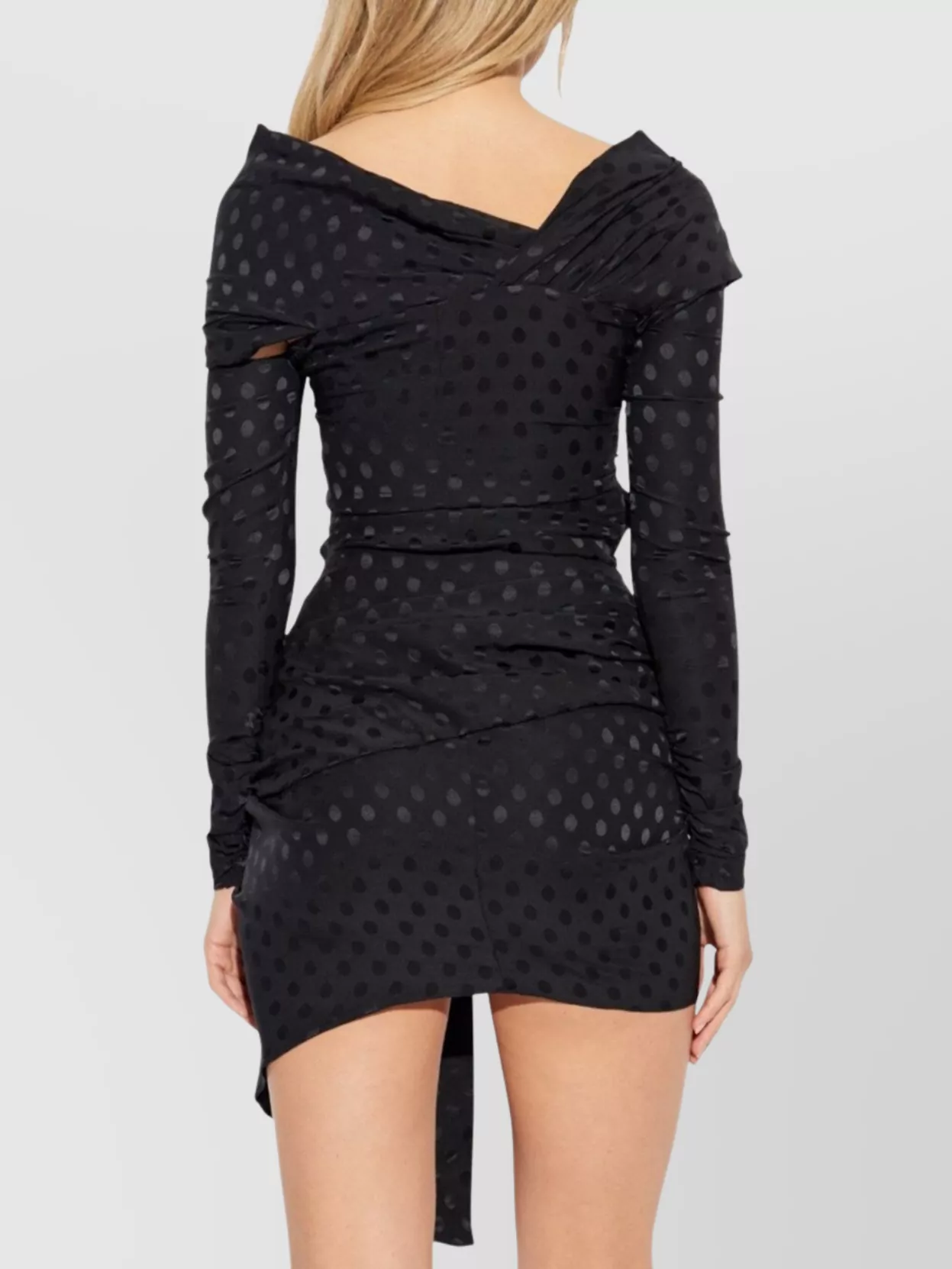 Isabel Marant Asymmetric Polka Dot Off-Shoulder Dress