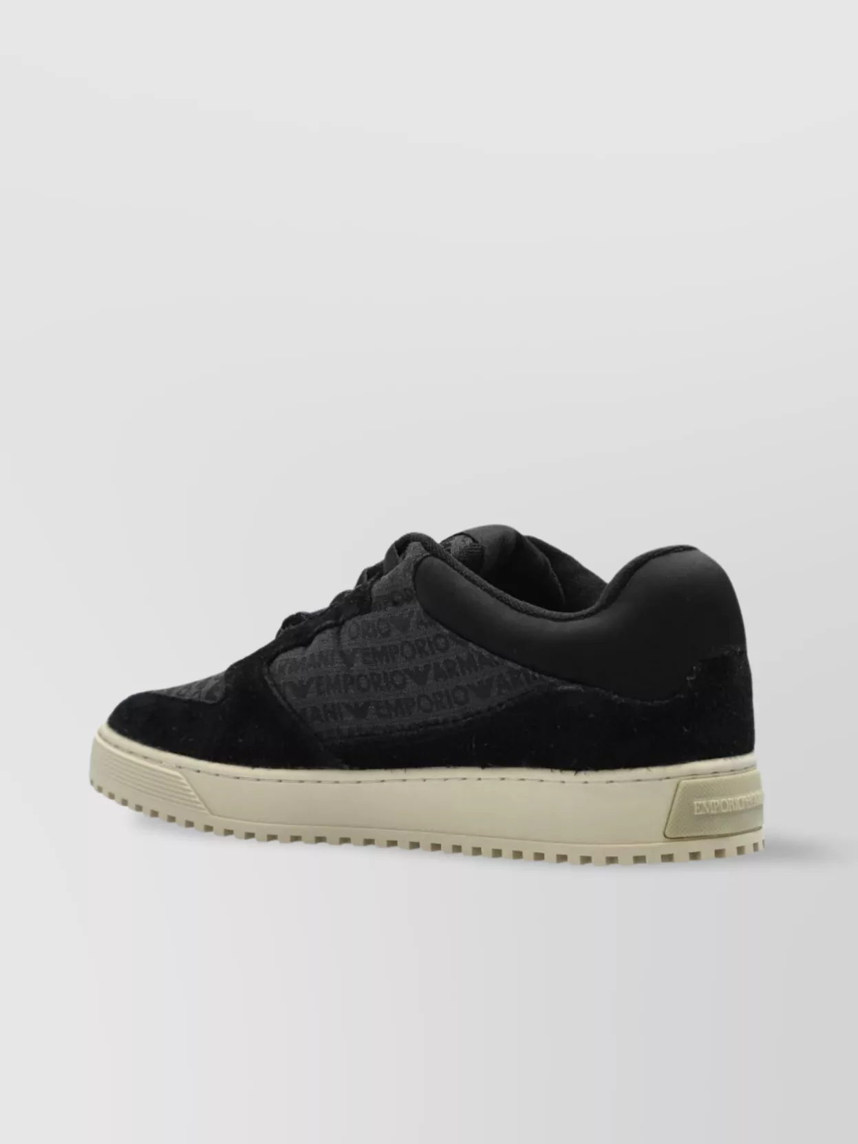 Emporio Armani Low-Top Round Toe Rubber Sole Sneakers