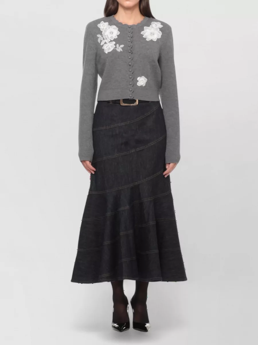 Self-Portrait Embellished Ribbed Cardigan