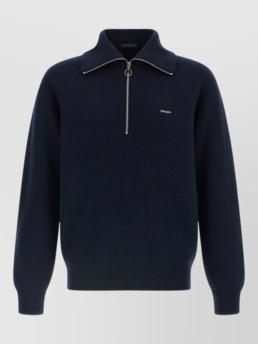 Prada cashmere wool half-zip oversized jumper