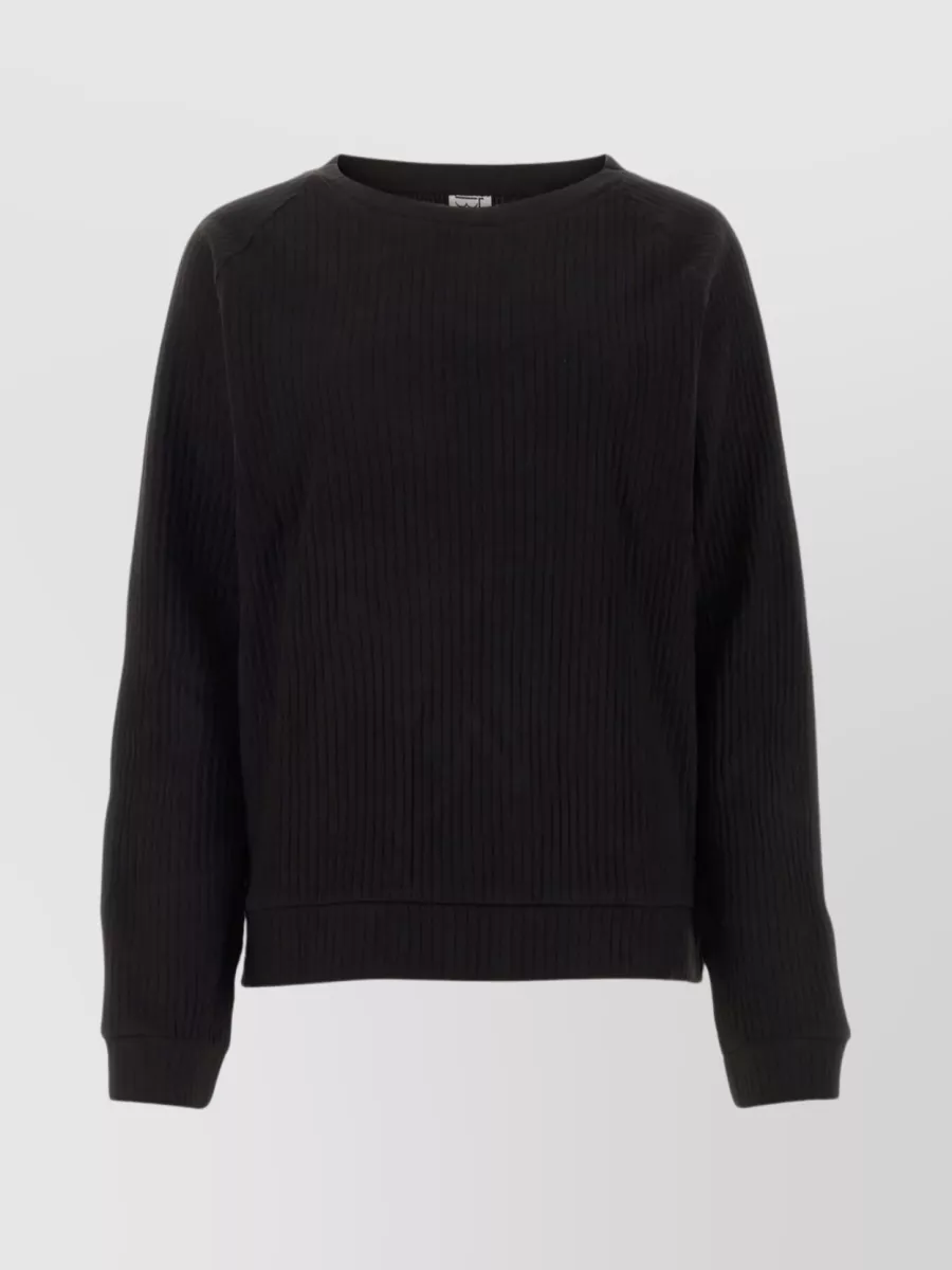 Shop Baserange Organic Cotton Ribbed Crew-neck Sweatshirt In Black