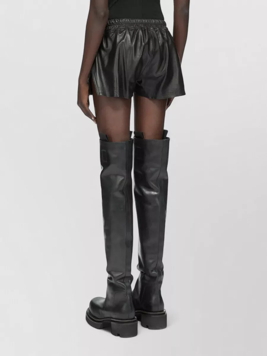 Rick Owens Faux Leather Shorts Side Pockets Slits