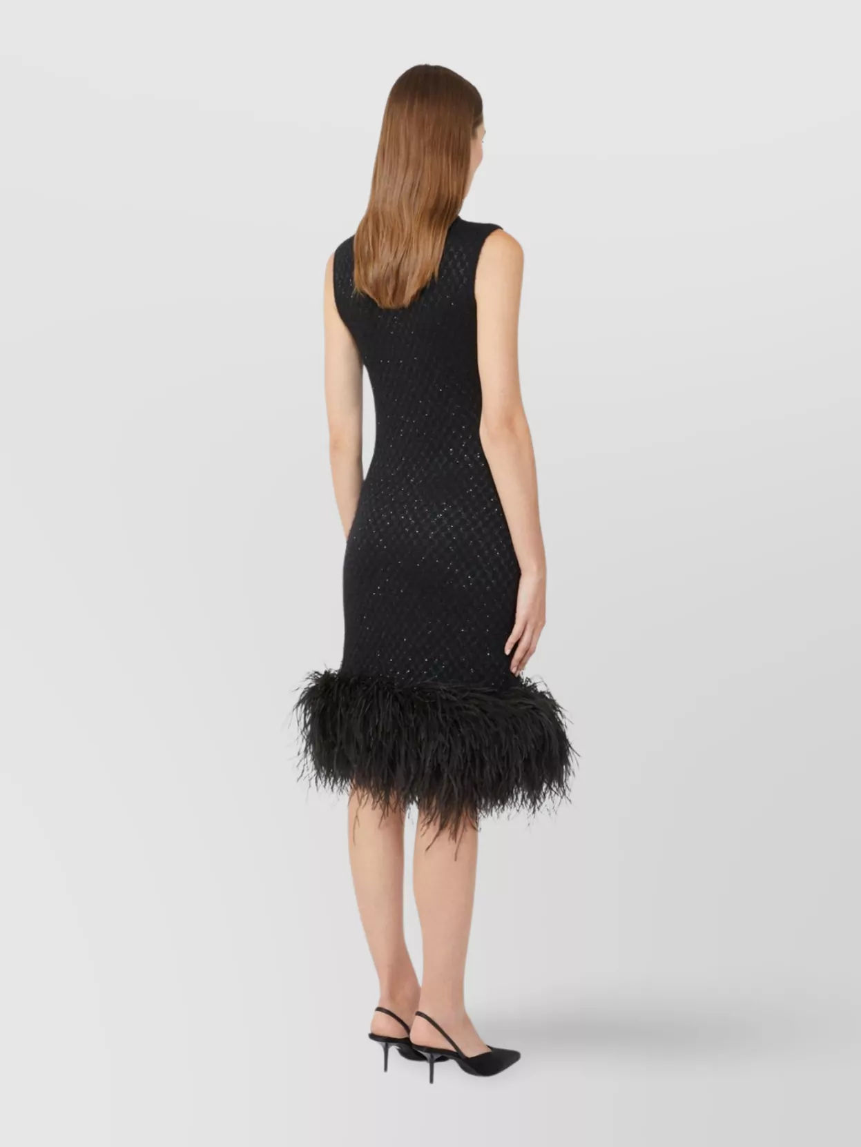 S Max Mara Mini Dress Featuring Feather Accents