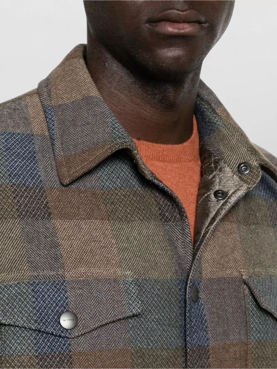 Etro Wool Cashmere Checked Shirt Jacket