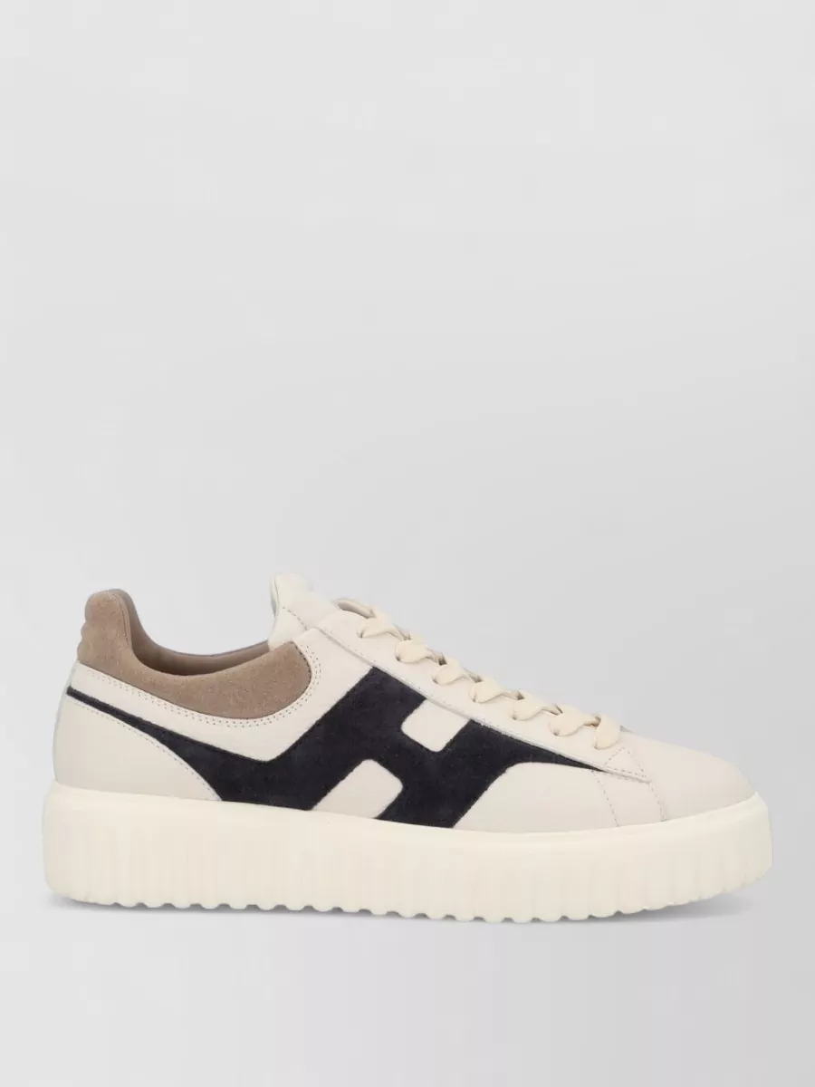 Hogan Low Top Sneakers Round Toe Panels Collar