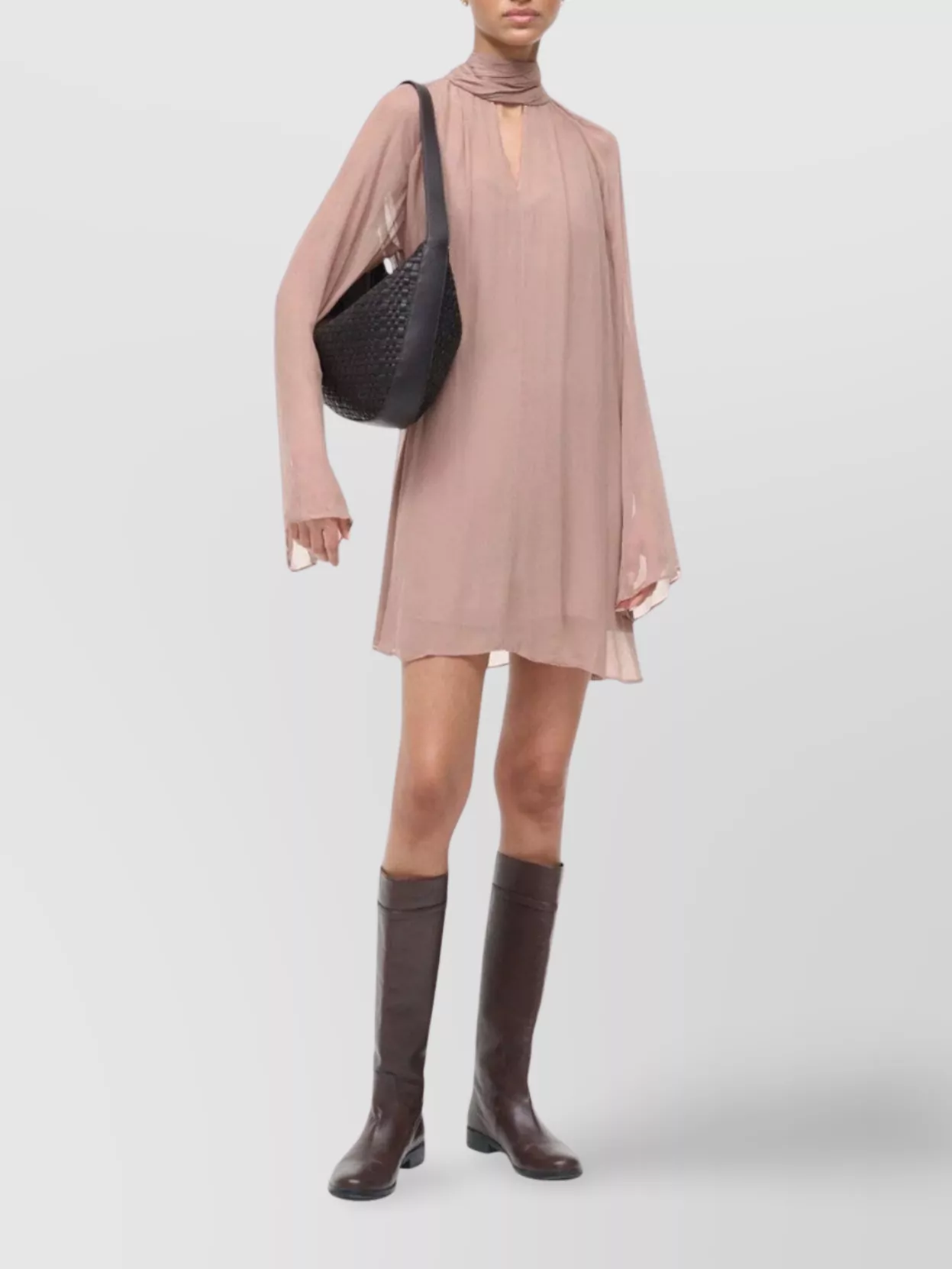 Staud Esther Mini Dress In Taupe