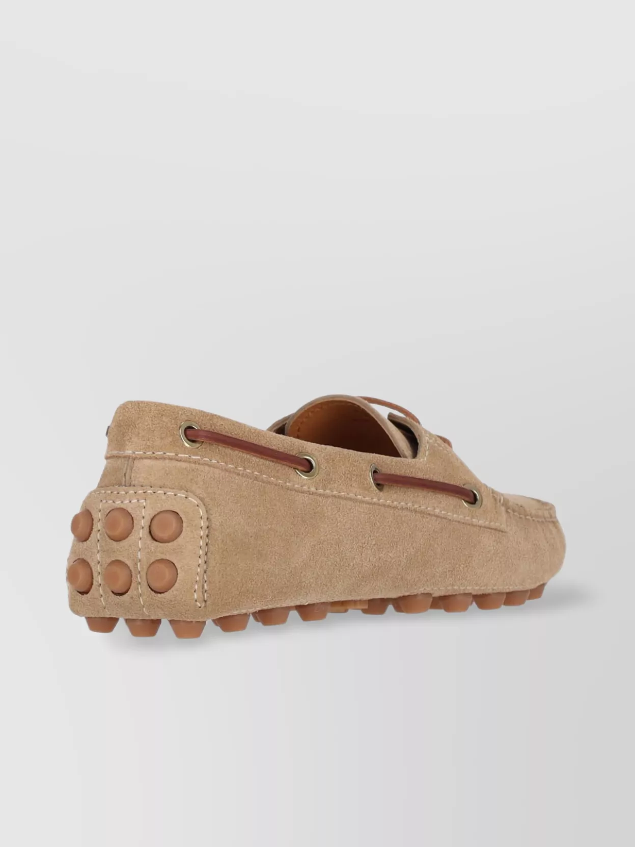 Tod's Suede Loafers With Lace Detail And Rubber Sole In Brown