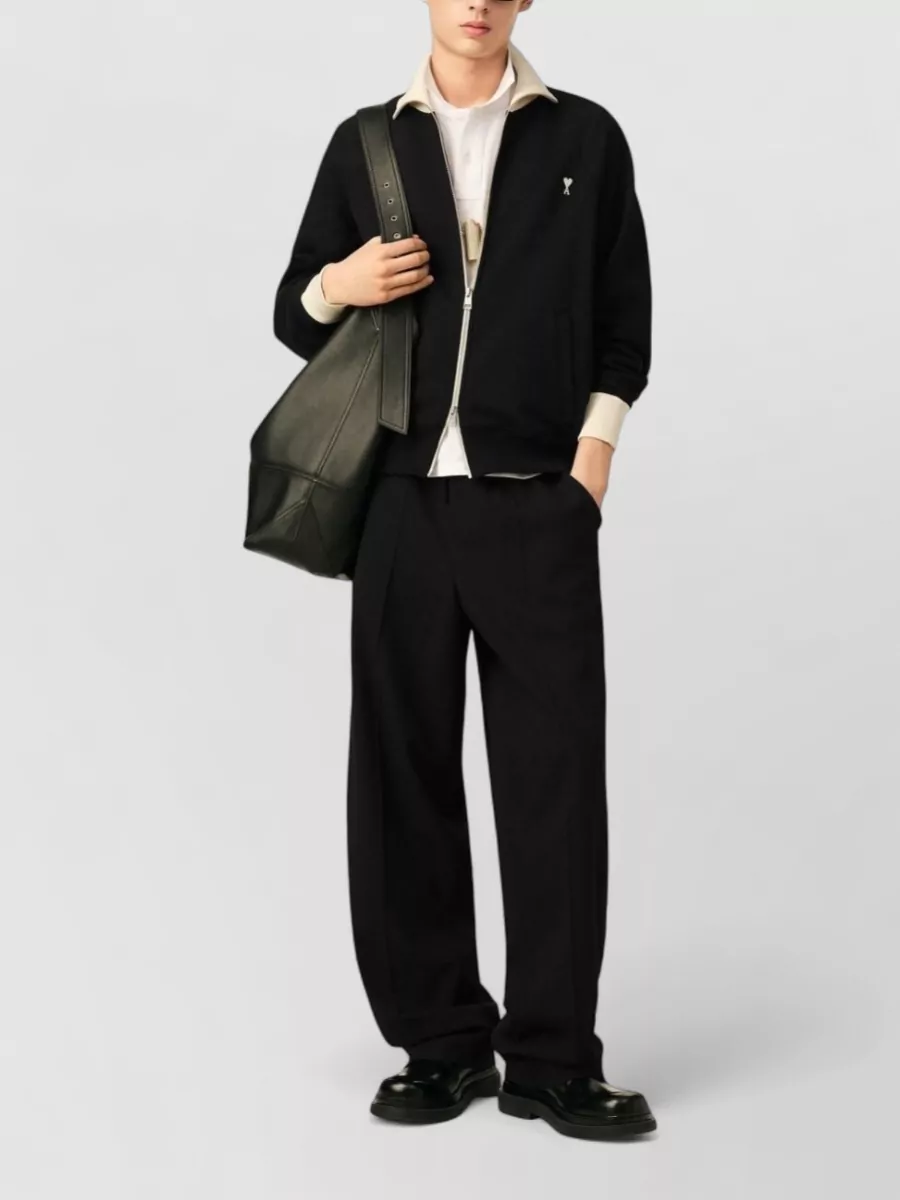 Ami Paris Virgin Wool Relaxed-Fit Straight-Leg Trousers