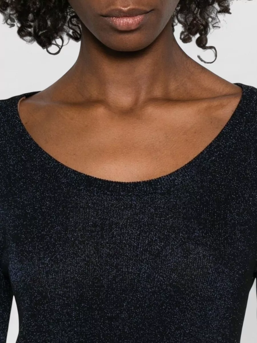 Fabiana Filippi Scoop Neck Slim Knit Long Sleeve Sweater