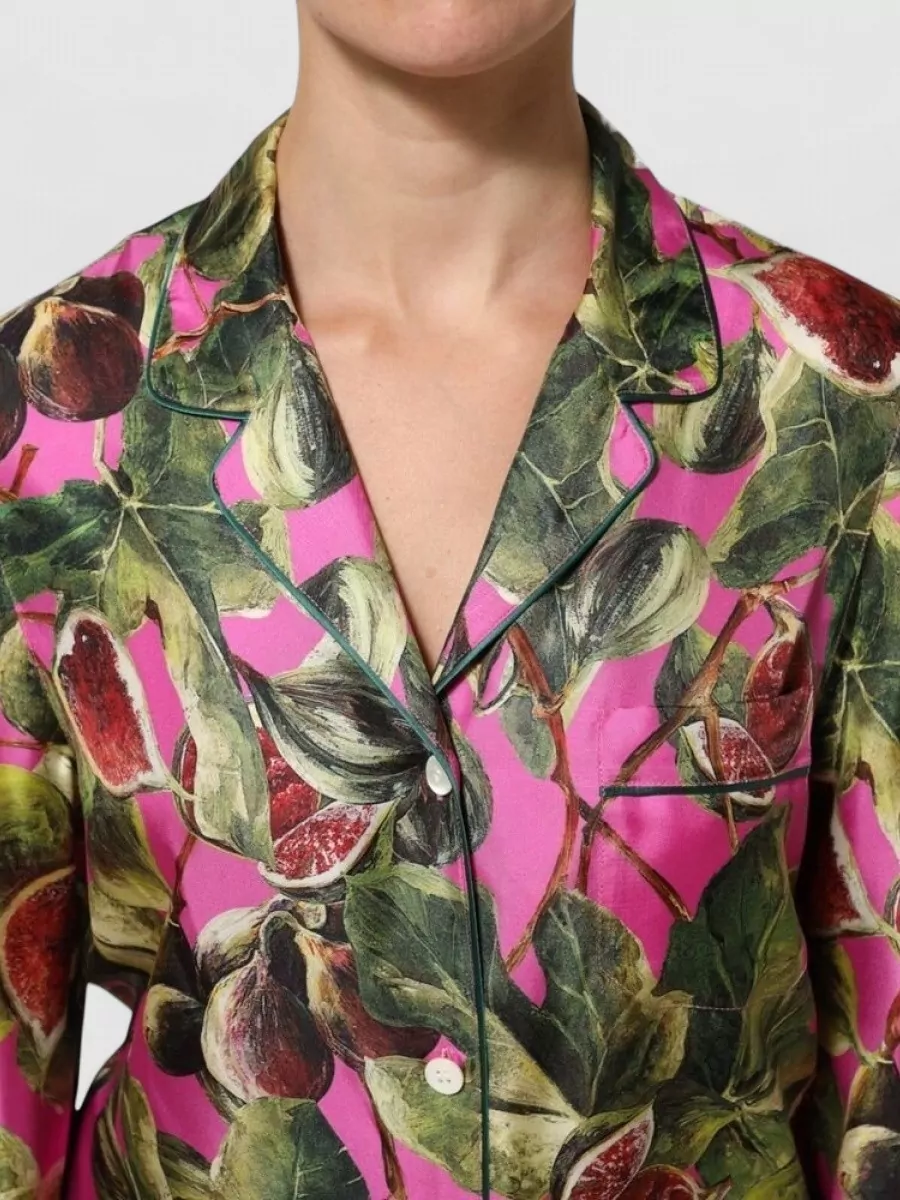 Dolce&Gabbana Silk Fig Print Pyjama Shirt