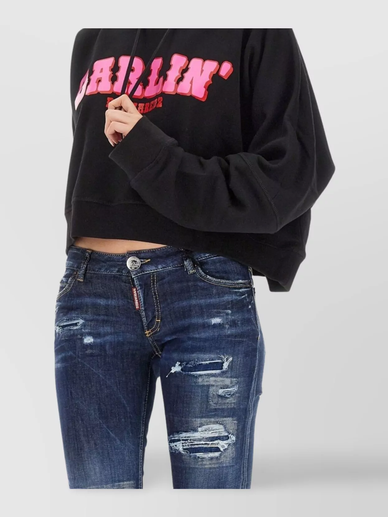 Dsquared2 Logo Hooded Cropped Sweatshirt