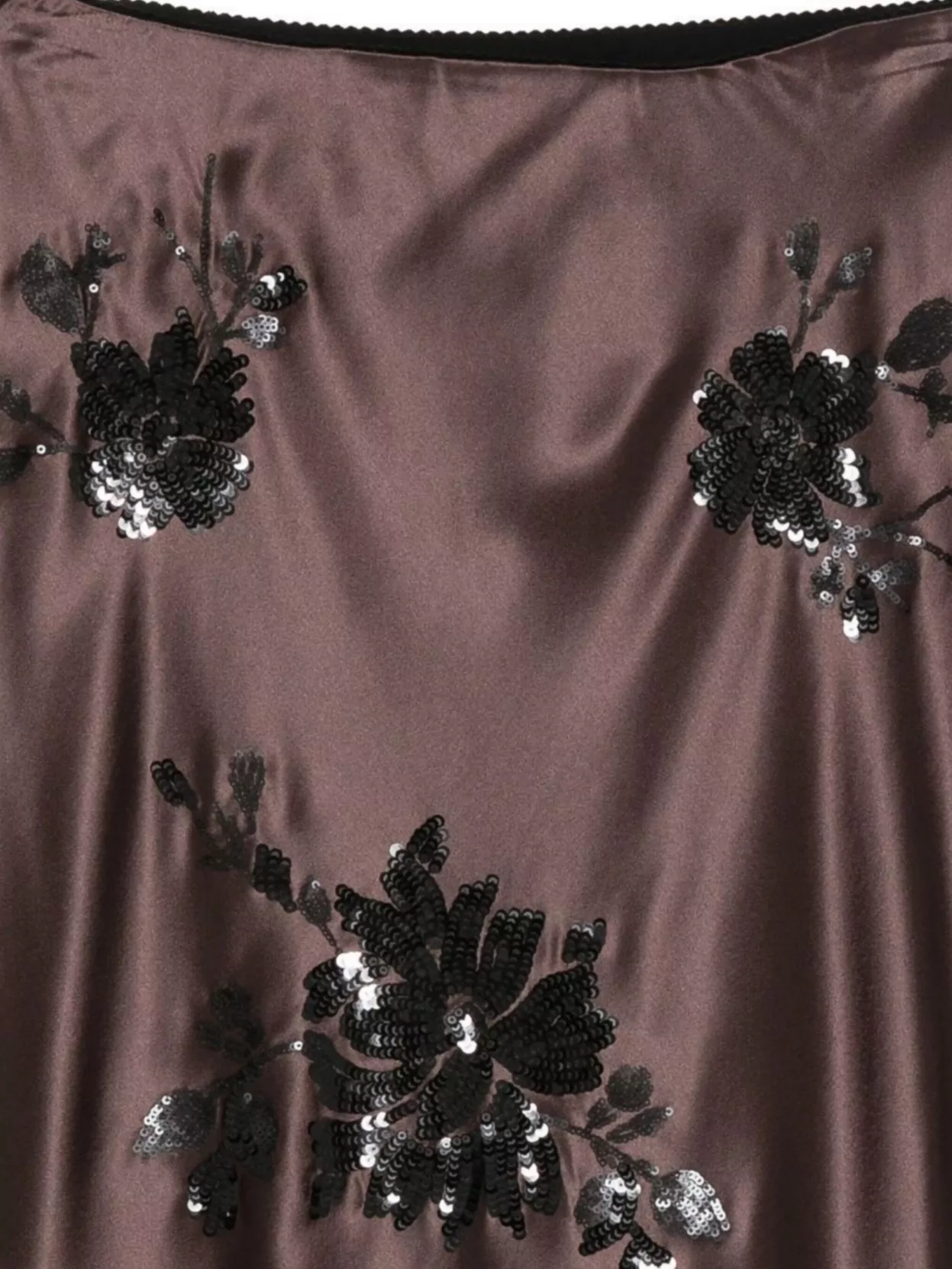 Ermanno Firenze Satin Floral A-Line Skirt Sequin Embellishments