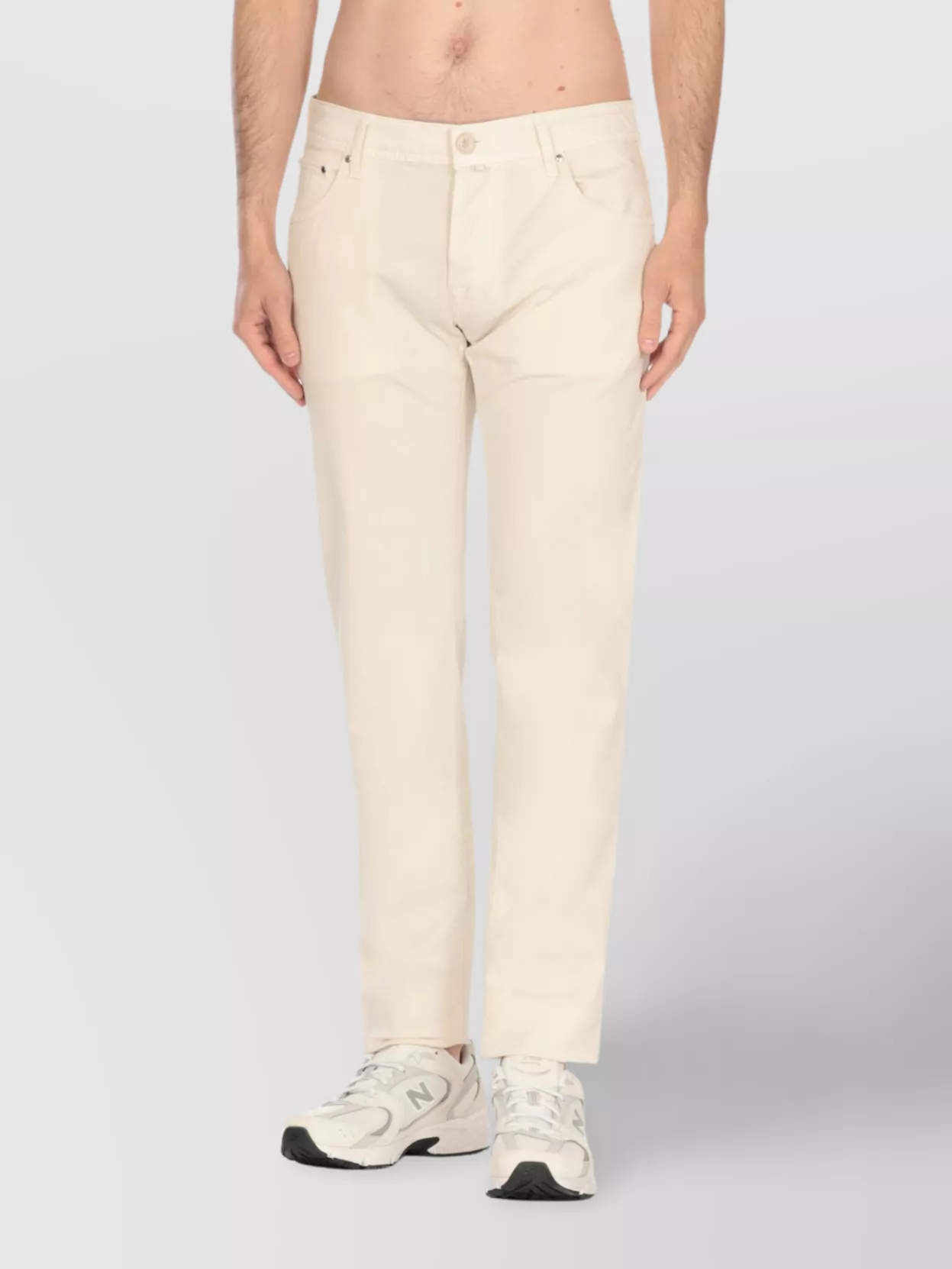 Jacob Cohen Straight Cotton Trousers Belt Loops In White