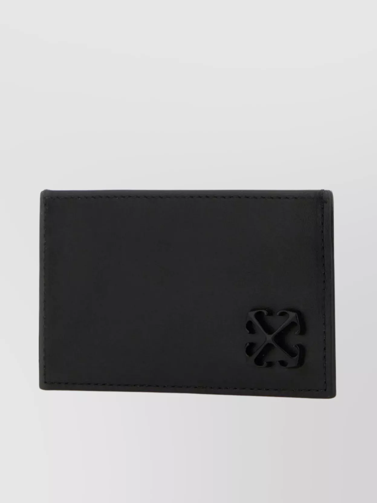 Shop Off-white Leather Card Holder With Central Pocket In Black