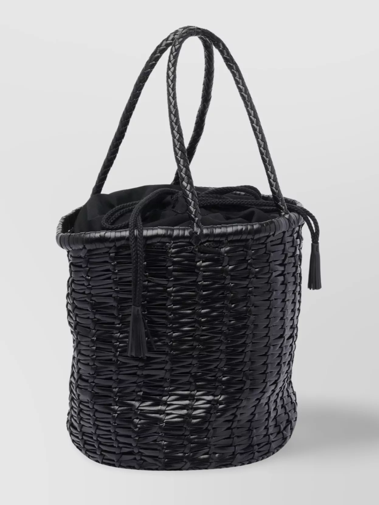 Dragon Diffusion Woven Texture Bucket Bag With Tassel Detail