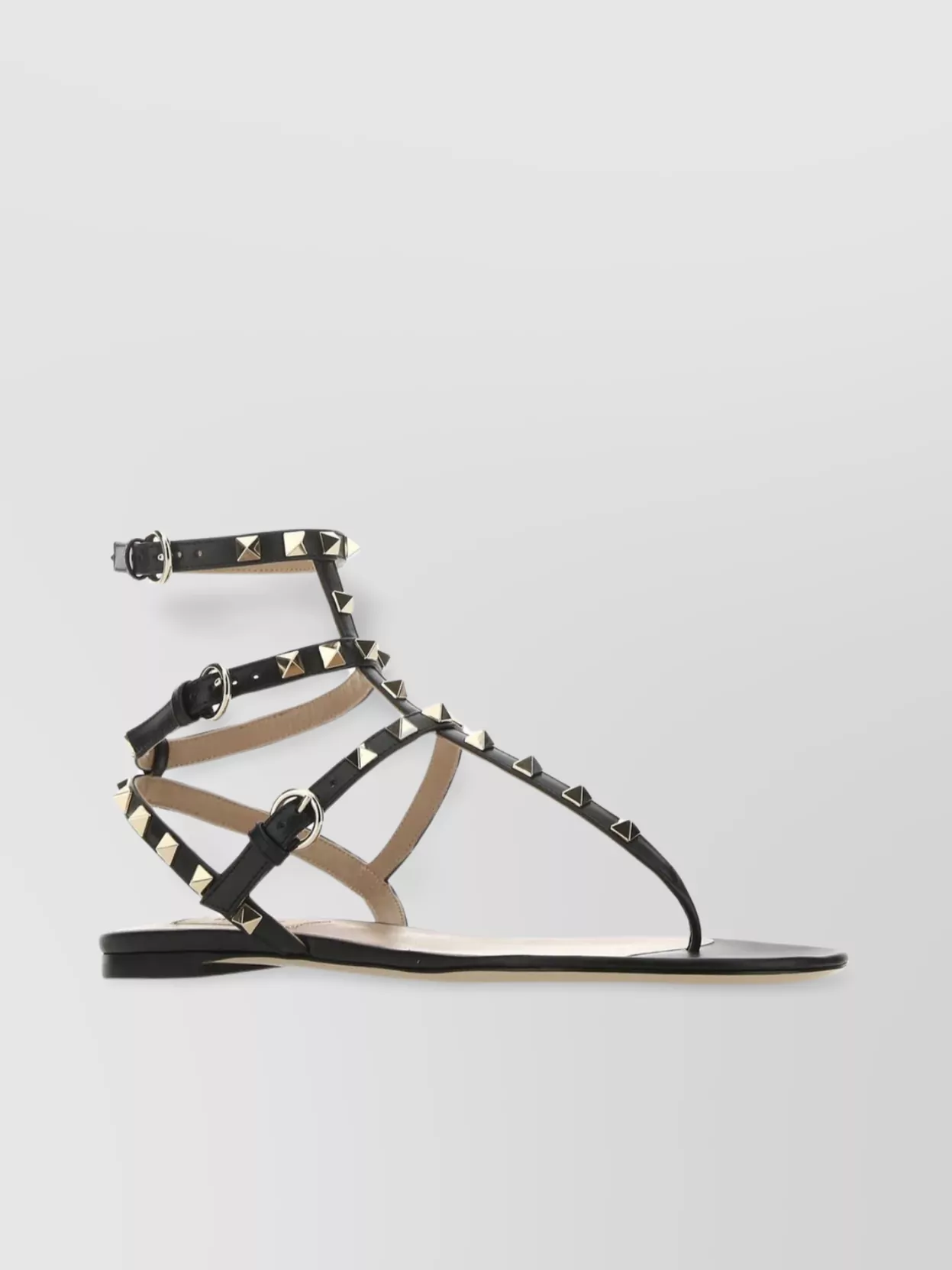 Shop Valentino Metal Studs Rockstud Thong Sandals