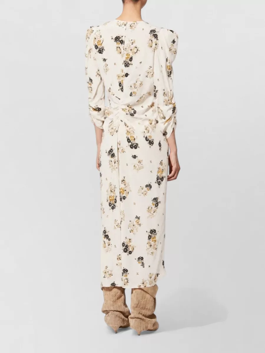 Isabel Marant Silk Floral-Print Asymmetric V-Neck Midi Dress
