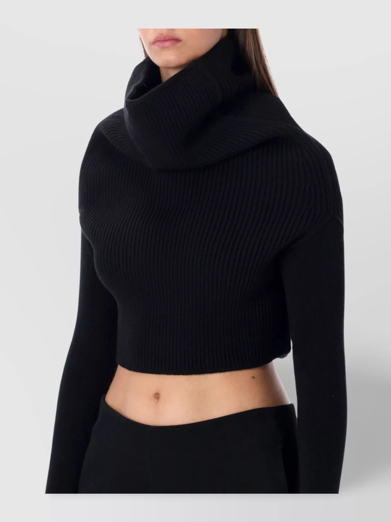 Rick Owens Cropped Knit Top Oversized Neck