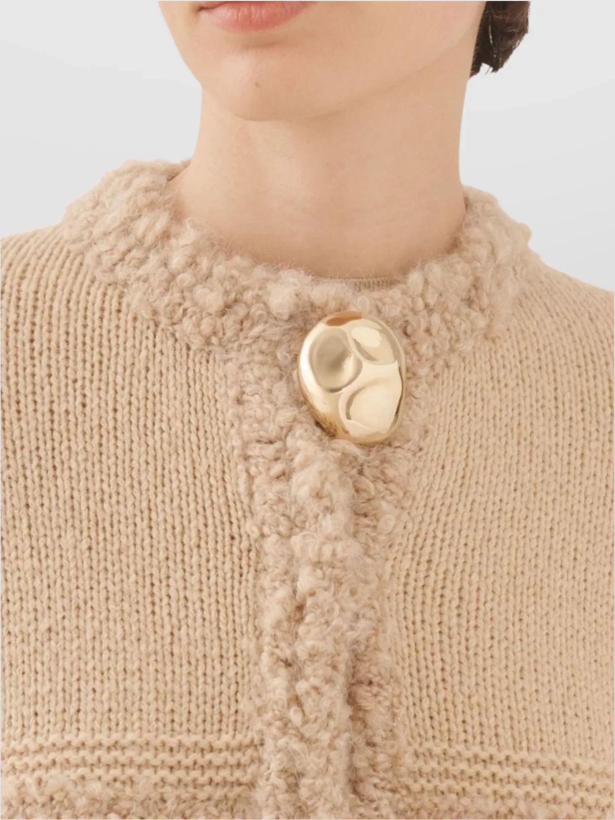 Fabiana Filippi Striped Knit Wool Jacket With Button Detail In Neutral