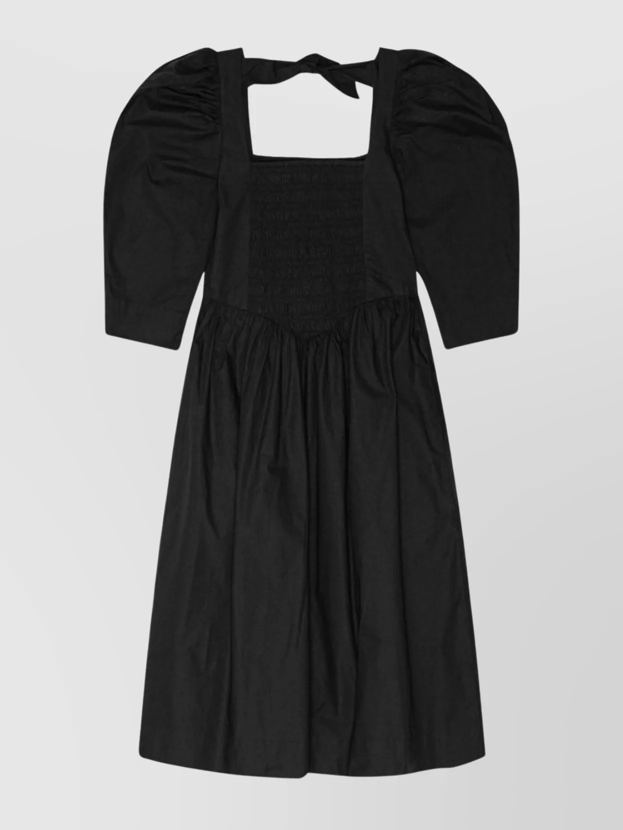 Ganni Ruffled Cotton Dress Square Neckline