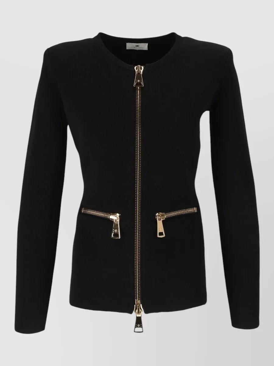 Elisabetta Franchi Slim-Fit Crewneck Knit Cardigan