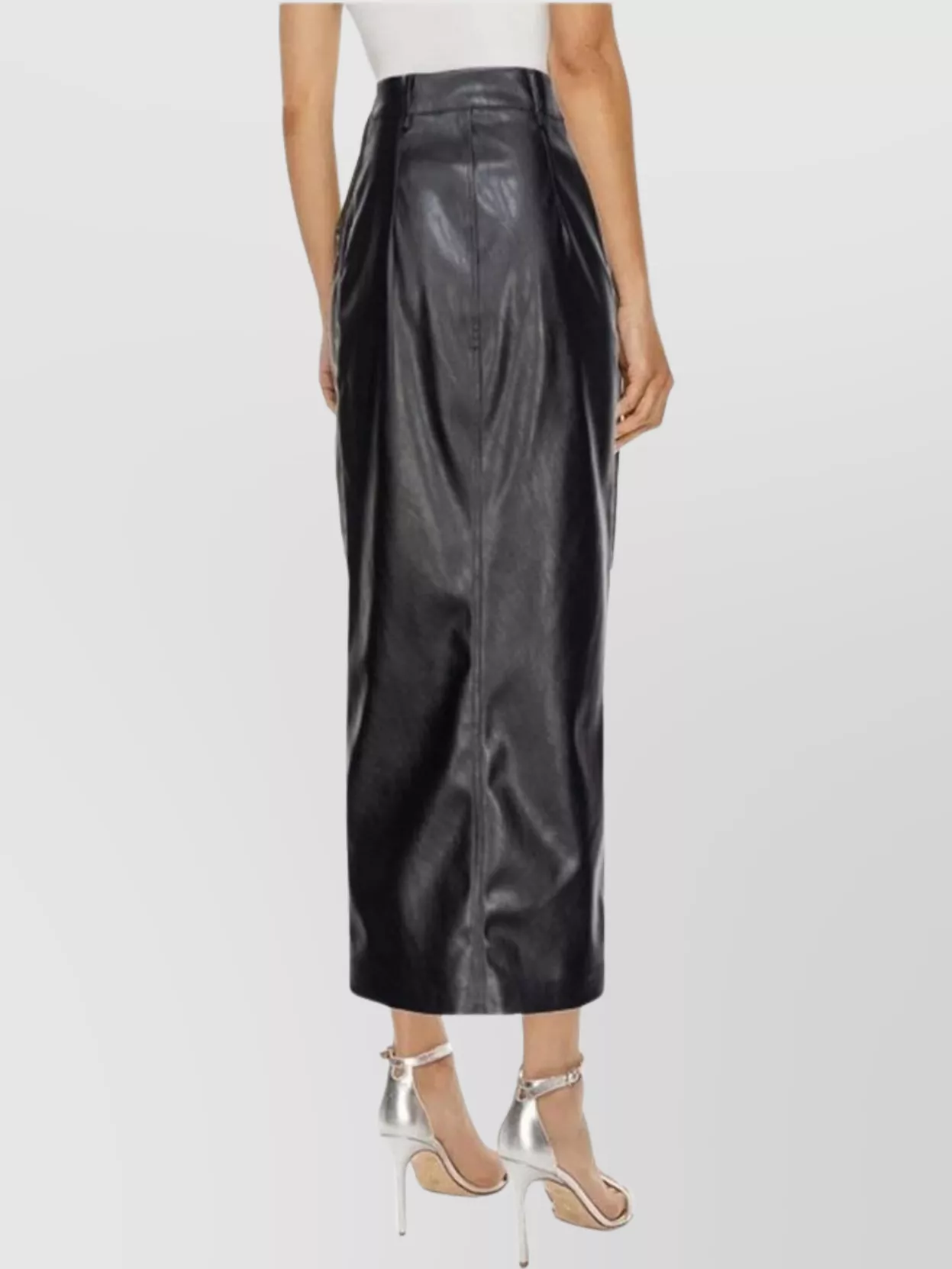 Pinko High Waist Metallic Finish Skirts With Back Slit