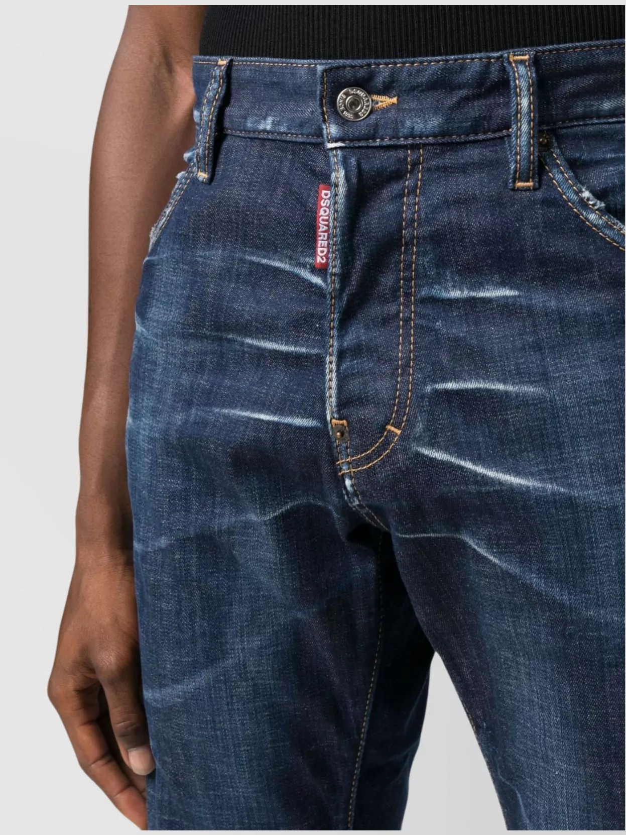 Dsquared2 Distressed Five-Pocket Jeans Leather Patch