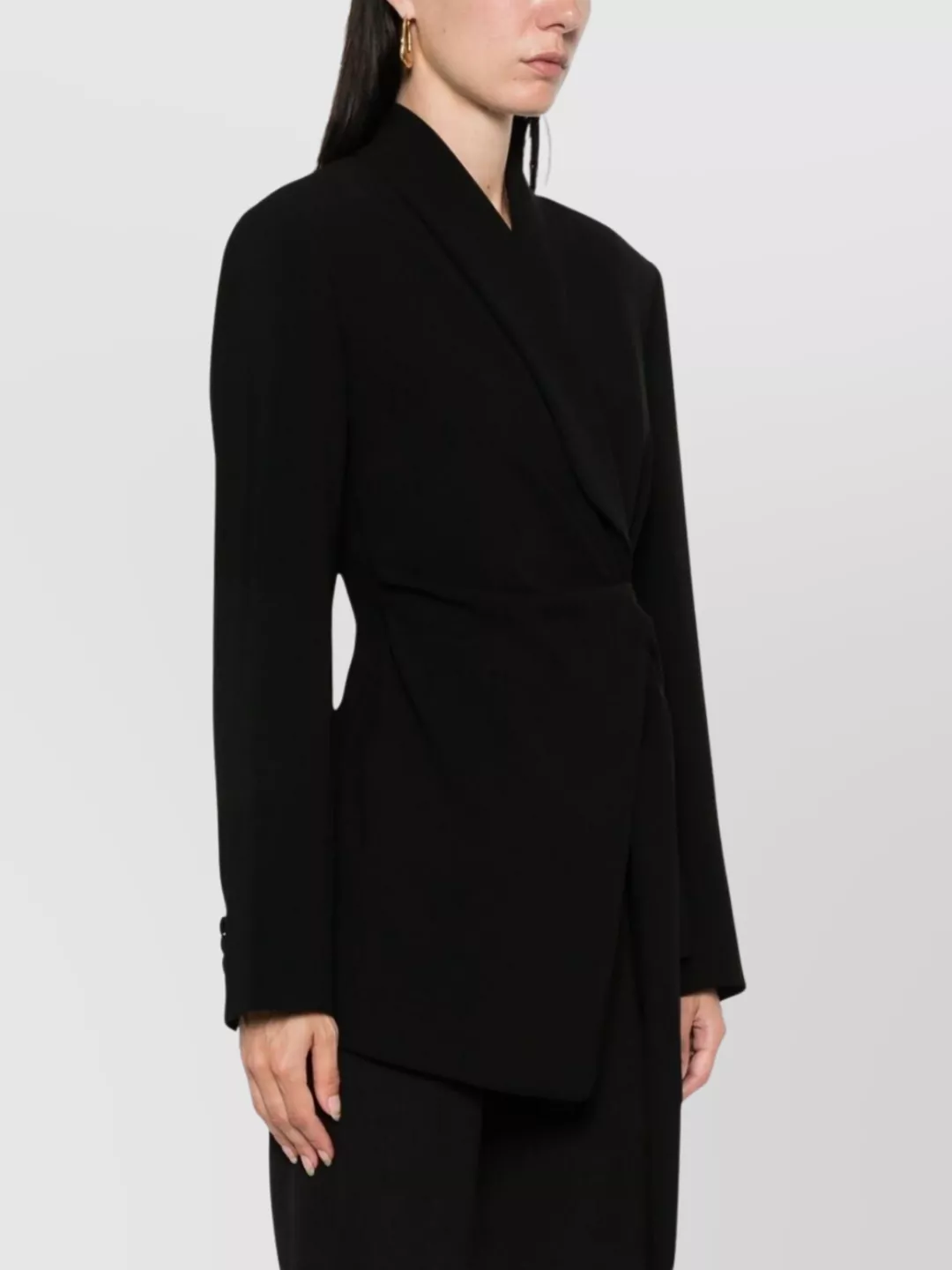 Max Mara Asymmetric Wrap Jacket Buttoned Cuffs