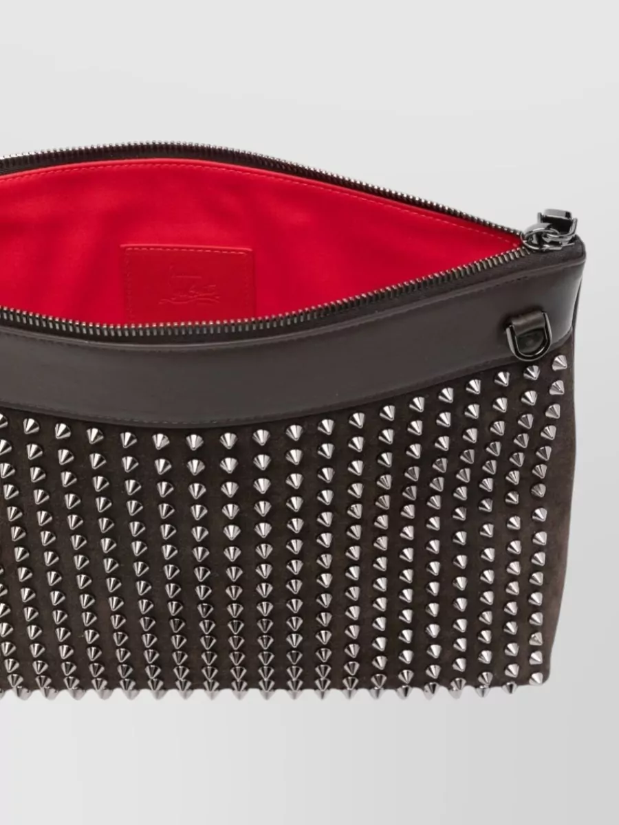 Christian Louboutin Leather Clutch Bag Studded Wrist Strap