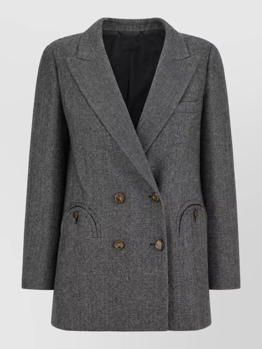 Blazé Milano virgin wool herringbone double-breasted blazer